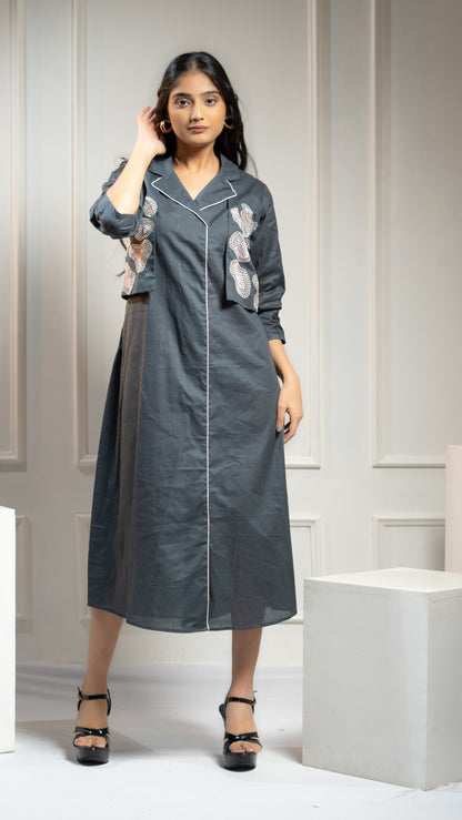 JACKET STYLE COTTON DRESS