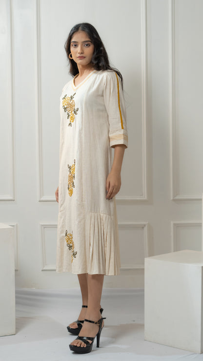 COTTON DRESS WITH FLORAL EMBROIDERY