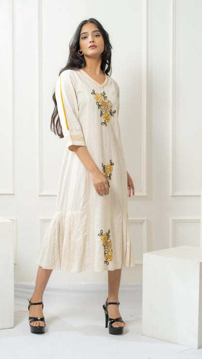 COTTON DRESS WITH FLORAL EMBROIDERY