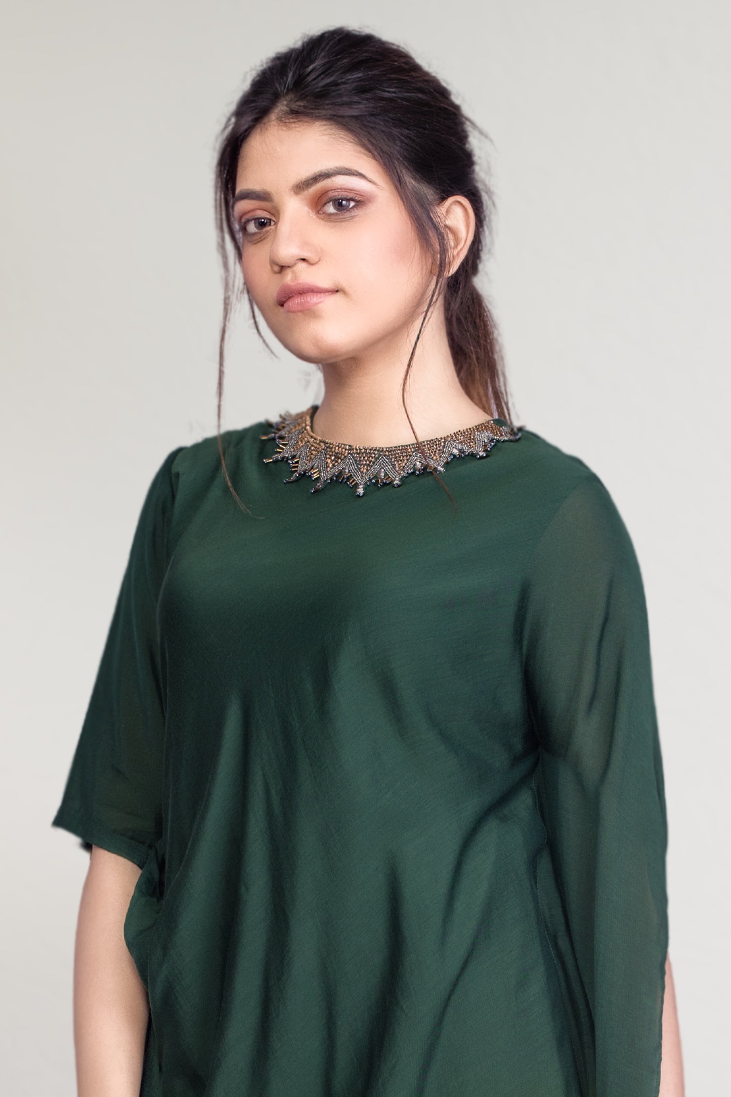 INDOWESTERN DRESS WITH ONE SIDE KAFTAN