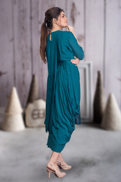 INDOWESTERN LAYERED COWL DRESS