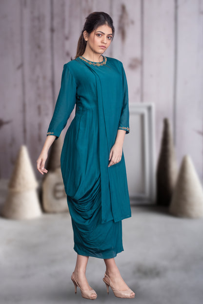 INDOWESTERN LAYERED COWL DRESS